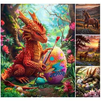 5D DIY Полный Круглый Дрель Алмазная Картина Животное Набор Домашний Декор Искусство Ремесло 40x50см sz6170