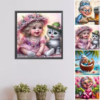 5D DIY Полный Круглый Дрель Алмазная Картина Девочка Набор Домашний Декор Искусство Ремесло Великобритания ZSH808