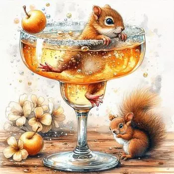 5D DIY Полный круглый дрель Алмазная картина Животный комплект Домашний декор Художественное ремесло V7316