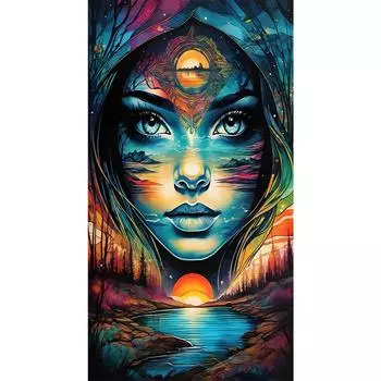 5D DIY Полный Круглый Дрель Алмазная Картина Девочка Набор Домашний Декор Искусство Ремесло 40x70см #