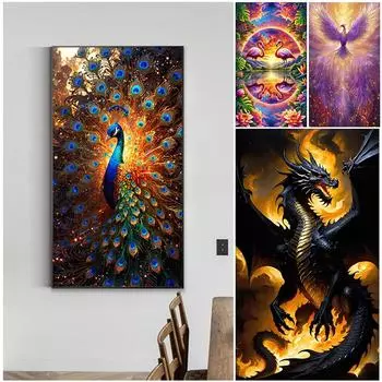 5D DIY Полный Круглый Дрель Алмазная Картина Животное Набор Домашний Декор Искусство Ремесло 40x70см A10011