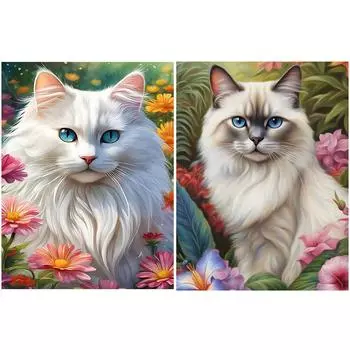 5D DIY Полный Круглый Дрель Алмазная Картина Кошка Набор Домашний Декор Искусство Ремесло *Z V7197