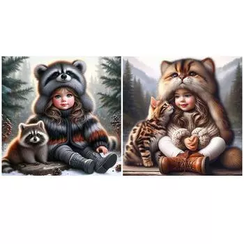 5D DIY Полный Круглый Дрель Алмазная Картина Девочка Набор Домашний Декор Искусство Ремесло 30x30см GS4705