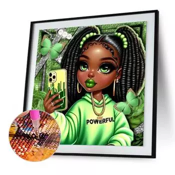 5D DIY Полный Круглый Дрель Алмазная Картина Девочка Набор Домашний Декор Искусство Ремесло 30x30см sz6112