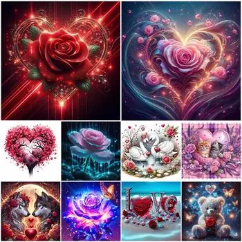 5D DIY Полный Круглый Дрель Алмазная Картина Любовь Набор Домашний Декор Искусство Ремесло 40x40 см Q E4280