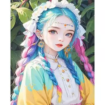 5D DIY Полный Круглый Дрель Частичный AB Алмазная Картина Девушка Набор Художественный Декор 45x55см A