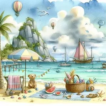 5D DIY Полный Круглый Дрель Частичный AB Алмазная Картина Пляжный Набор Арт Декор *Z ZQS3559