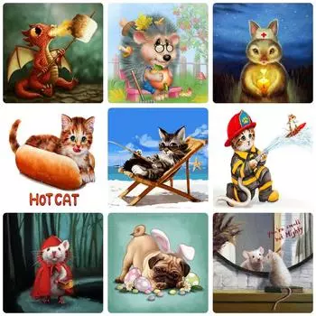 5D Diy полный круглый комплект алмазной живописи мультфильм животных узор вышивка крестиком пейзажная мозаика Алмазная вышивка украшение дома Full Round 20x20CM
