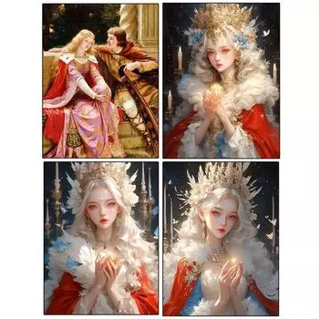 5D DIY Полный Круглый Квадратный Алмазный Набор Принцессы Любовь Домашнее Украшение Искусство Мозаика Крест Вышивка Картина 2024 Новинка Full Round 20x30CM