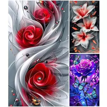 5D DIY полный круглый сверлильный алмазный набор для вышивки цветов домашний декор художественные изделия для гостиной спальни классного входа 40x70 см Y1061