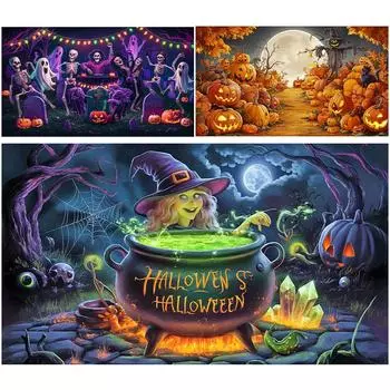 5D DIY полный круглый сверло алмазная картина Хэллоуин комплект домашнего декора художественные изделия для гостиной спальни классного входа 70x40 см E3797