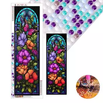 5D DIY Полный Круглый Витраж Алмазная Картина Мак Домашнее Искусство 30x90см