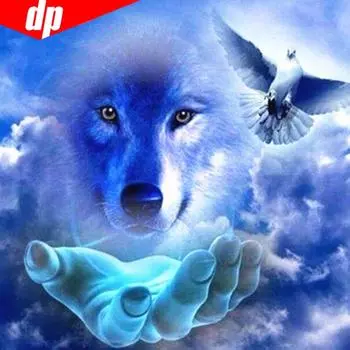 5D DIY Полный круглый животное волк Алмазная картина Вышивка Продажа Алмазная мозаика Изображение 30x30