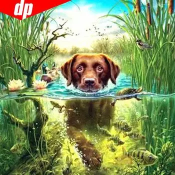 5D DIY Полный круглый животных Собака Алмазная картина Вышивка Продажа Алмазная мозаика Изображение 30x30