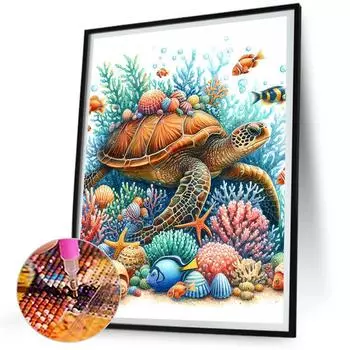 5D DIY Полный квадратный сверло Алмазная картина Морская черепаха Комплект Домашний Декор Искусство ZQA3933