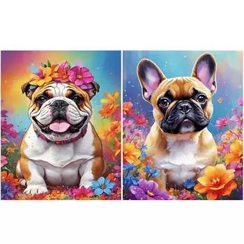 5D DIY Полный квадратный сверло Алмазная картина Бульдог Набор для домашнего декора Искусство Ремесло AU ZQA4648