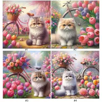 5D DIY Полный квадратный сверло Алмазная картина Кошка Набор для домашнего декора Искусство Ремесло *Z ZQA3930