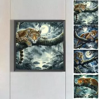5D DIY Полный квадратный сверло Частичное AB сверло Алмазная картина Леопардовый комплект Декор # ZQA4607
