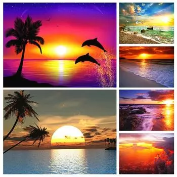 5D DIY Приморский пейзаж Алмазная картина Картина Стразы Мозаика Комплект Полная Алмазная Вышивка Домашнее Украшение Ручной Работы Подарок Full Round 20x30CM