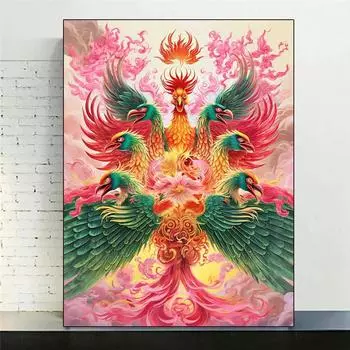5D DIY птица алмазная картина феникс мозаика алмазная вышивка красочная картина полный круглый квадратный бриллиант украшение для дома подарок Full Round 20x30CM