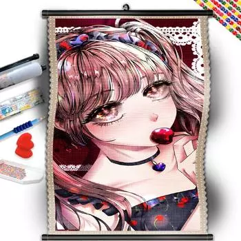 5D DIY Рамка Алмазная картина Аниме девушка Полный дрель Алмазная вышивка Портрет Алмазная мозаика Вышивка крестиком Настенное искусство
