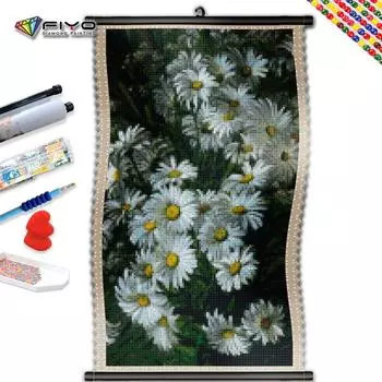 5D DIY Рамка Алмазная картина Белые цветы Мозаика Мультфильм Вышивка Наборы крестиков Изображение Стразы Домашний декор