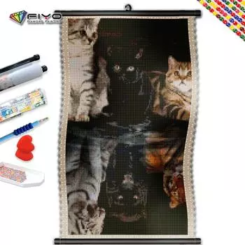 5D DIY Рамка Алмазная картина Черный кот Мозаика Абстрактные животные Наборы для вышивки крестиком Рукоделие Домашний декор Подарок