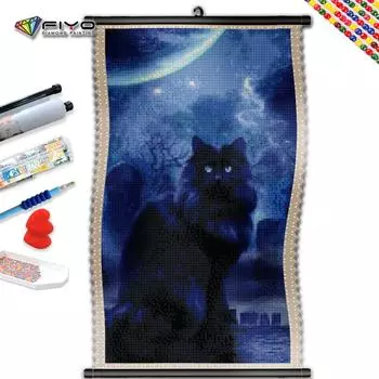 5D DIY Рамка Алмазная картина Черный Кот Полный дрель Квадратная вышивка животных Вышивка крестом Мозаика Творческое хобби Домашний декор
