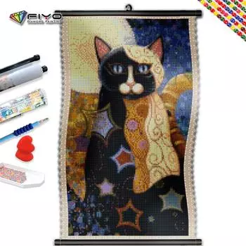5D DIY Рамка Алмазная картина Черный кот Вышивка Мозаика Мультфильм животное Изображение Стразы Настенные картины Искусство