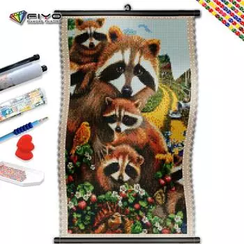 5D DIY Рамка Алмазная картина Циветы Кошки Мозаика Алмазная вышивка Мультфильм животных Творческие хобби Настенные картины