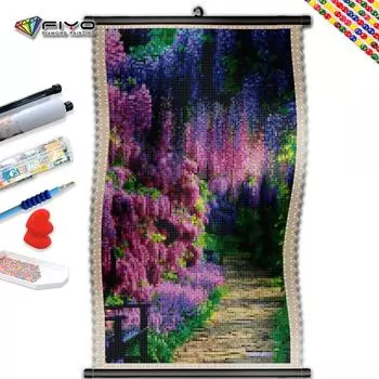 5D DIY Рамка Алмазная картина Цветочная мозаика Лаванда Сад Вышивка Полный комплект Рукоделие Украшение для дома