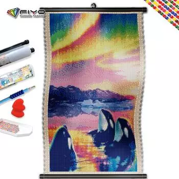 5D DIY Рамка Алмазная картина Фэнтези Радуга Дельфин Мозаика Пейзаж Животное Набор для вышивки Горный хрусталь Украшение дома
