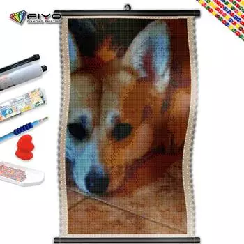 5D DIY Рамка Алмазная картина Коричневая собака Вышивка Алмазная мозаика Милое изображение животного Стразы Ручной декор Настенный декор