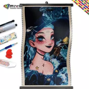 5D DIY Рамка Алмазная картина Красивая девушка Полный квадратный дрель Вышивка крестиком Набор Мозаика Мультфильм Портрет Подарок ручной работы