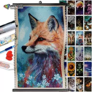 5D DIY Рамка Алмазная картина Лиса Животное Полный квадратный цветок Мультфильм Портрет Вышивка Крестом Мозаика Дом Настенное искусство