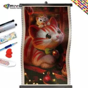 5D DIY Рамка Алмазная картина Lucky Cat Полный дрель Квадратная мозаика Дом Вышивка крестом Вышивка Животный Домашний декор