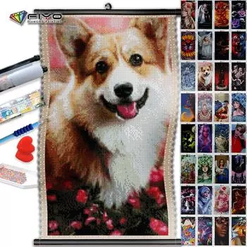 5D DIY Рамка Алмазная картина Милый волк Собака Полный квадратный круглый вышивка Мультфильм животных Мозаика Стразы Настенный декор