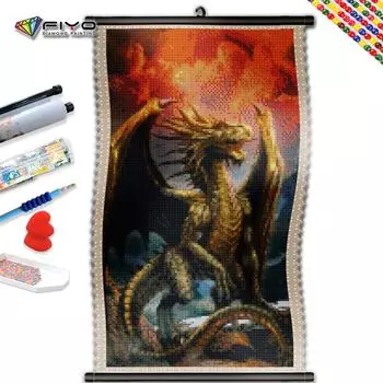 5D DIY Рамка Алмазная картина Мультфильм Золотой Дракон Вышивка Рождественская Мозаика Животное Изображение Горный Хрусталь Домашний Декор
