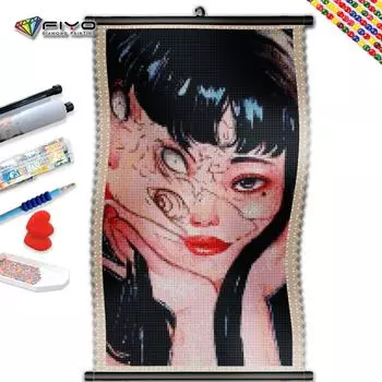 5D DIY Рамка Алмазная картина Мультяшная девушка Стразы Вышивка крестиком Ужас Портрет Мозаика Подарок ручной работы