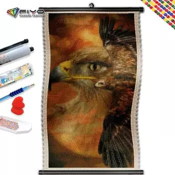 5D DIY Рамка Алмазная картина Орел Вышивка Полная круглая мозаика Животное Изображение Стразы Настенный декор