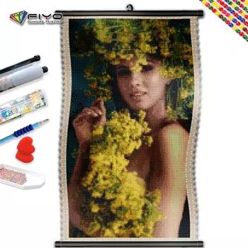 5D DIY Рамка Алмазная картина Портретная мозаика Цветочная девушка Вышивка горный хрусталь Фотографии Креативные хобби Домашний декор