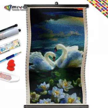 5D DIY Рамка Алмазная картина Пруд Лебедь Вышивка крестом Наборы для вышивания Мозаика Животное Творческое хобби Домашний декор