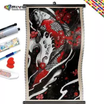5D DIY Рамка Алмазная картина Сафлор Кои Полный квадрат Новое поступление Мозаика Животное Вышивка крестиком Мультфильм Наборы Настенное искусство
