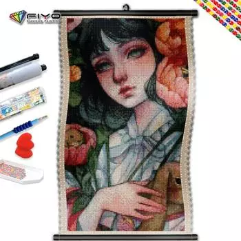 5D DIY Рамка Алмазная картина Стразы Полный квадратный круглый мультфильм Портрет Вышивка Красивая девушка Мозаика Набор Домашний декор