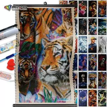5D DIY Рамка Алмазная картина Тигр DIY Мозаика Горный животное Пейзаж Вышивка крестиком Водопад Ручная работа Подарочное украшение для дома