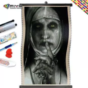 5D DIY Рамка Алмазная картина Ужасы Монахиня Полный квадратный дрель Вышивка Портретная мозаика Пейзажи Фотографии из страз Подарок ручной работы