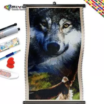 5D DIY Рамка Алмазная картина волк полная квадратная круглая мозаика животное вышивка торт картина из страз домашний декор