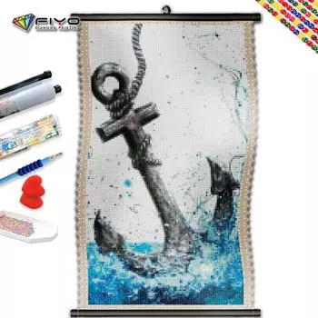 5D DIY Рамка Алмазная картина Якорь Полный квадратный Вышивка Водная мозаика Пейзаж Творческий хобби Настенный декор