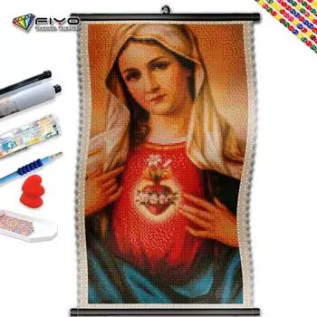 5D DIY Рамка Алмазная картина Женщина Сердце Полный квадратный круглый набор для вышивки крестом Религиозная вышивка Мозаика Домашний декор