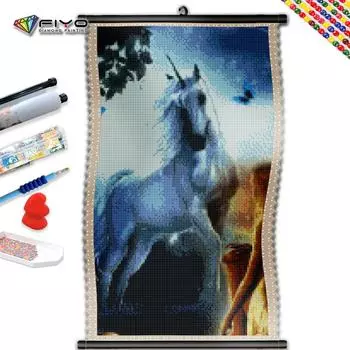 5D DIY Рамка Алмазная картина Животное Мозаика Белая лошадь Вышивка Полный комплект Украшение для рукоделия для дома